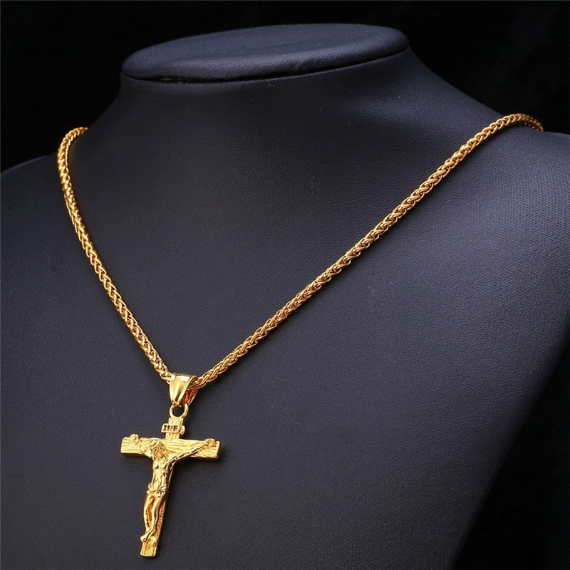 Pendentif croix en plaqué or 18 carats