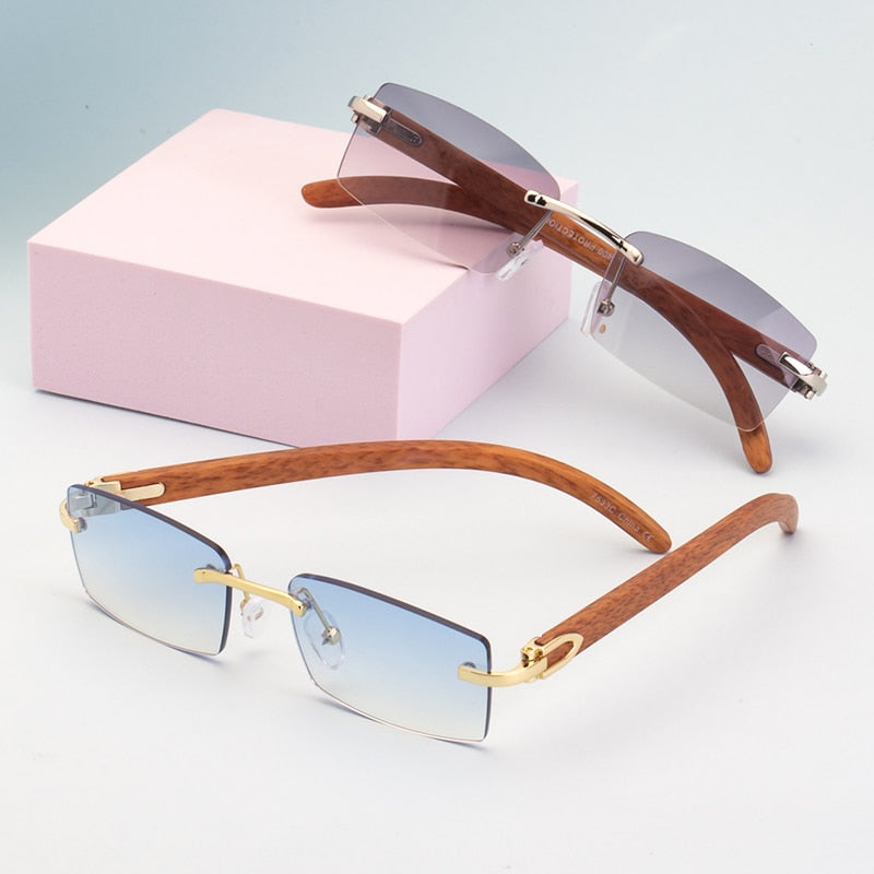 Lunettes de luxe pour hommes, monture en bois naturel, protection UV400